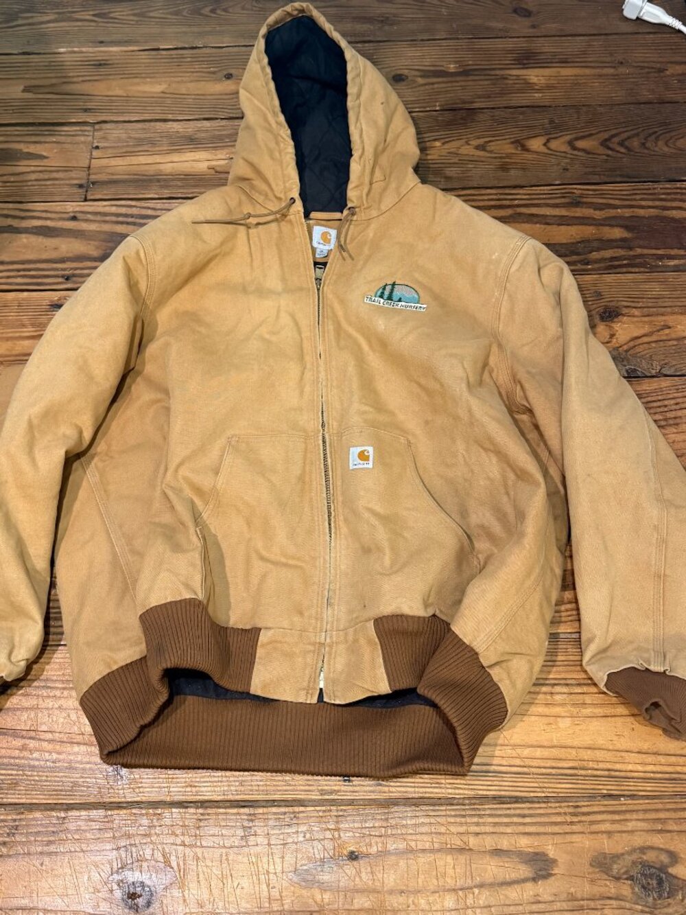 Carhartt 103940 BRN Jacket Tan Brown Quilted Lined Mens 3XL Workwear Embroidered
